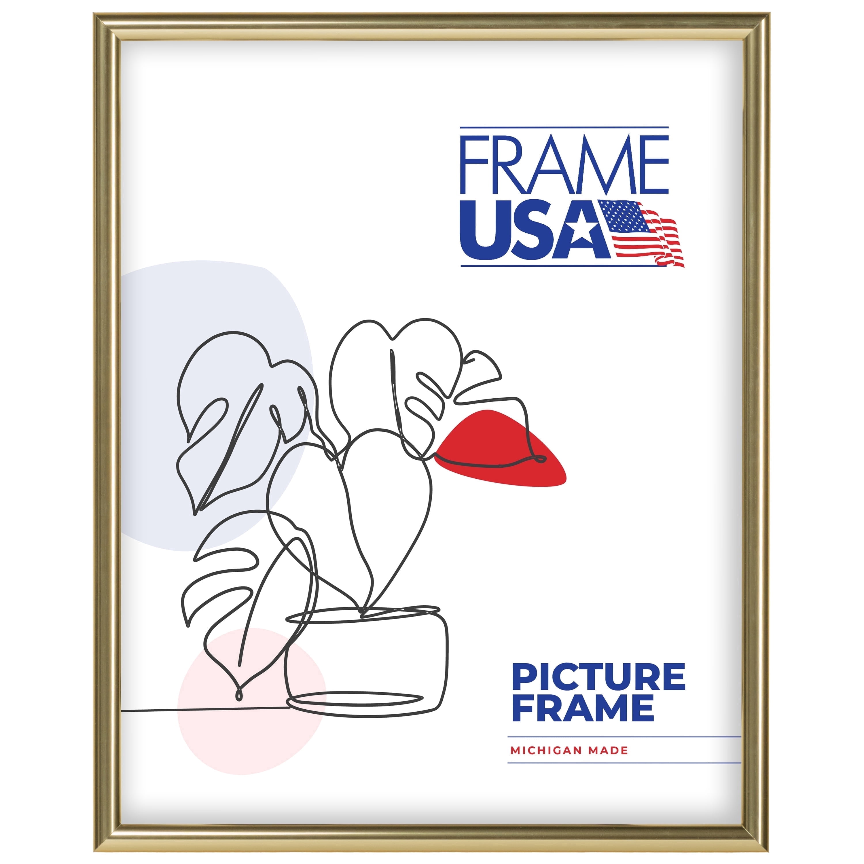 18x24 Picture Frame, Gold Metal I Style AF732–PI, 0.375 Inch Metal with Plexiglass, Wall Display