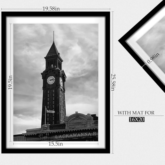 18x24 Picture Frame Set of 3, Black Wall Gallery Photo Frames with Mat or Without Mat