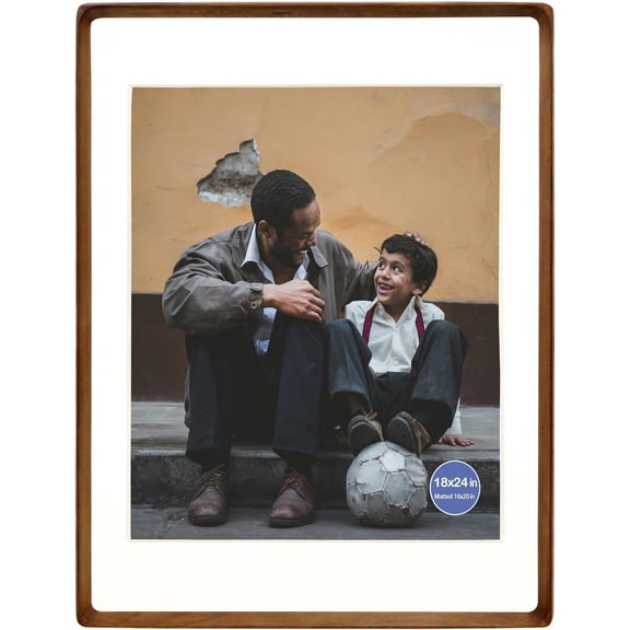 18x24 Picture Frames Walnut Solid Wood Vertical Horizontal Standing Display Photos 16x20 with Mat or 18x24 Without Mat Lovely Gift for Desk Tabletop Wall Mount Gallery Poster Frame H24