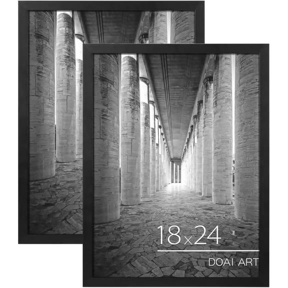 18x24 Poster Frame 2 Pack, Black 18 x 24 Picture Frames for Horizontal or Vertical Wall Mounting, Scratch-proof Safe and Artistic Large Photo Frame Wall Art