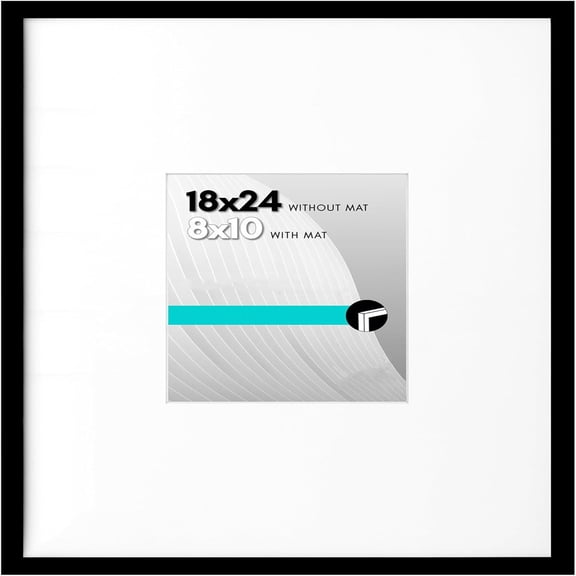 18x24 Poster Frame with Polished Plexiglass - Use as 8x10 Frame with Mat or Display 18x24 Photo Without Mat - Thin Border Picture Frames for Wall - Black