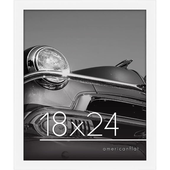18x24 Poster Frame in White - Composite Wood with Polished Plexiglass - Horizontal and Vertical Formats for Wall with Included Hanging Hardware