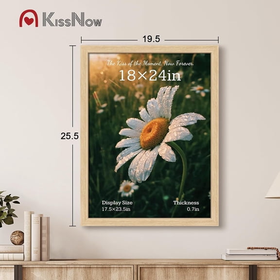 18x24 Poster Frame set of 2, Natural Oak Wood Picture Frame, Wall Hanging