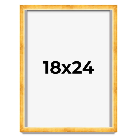 18x24 Shadow Box Frame Gold | 1.625 Inches Deep Real Wood Traditional Shadowbox Display Frame | UV