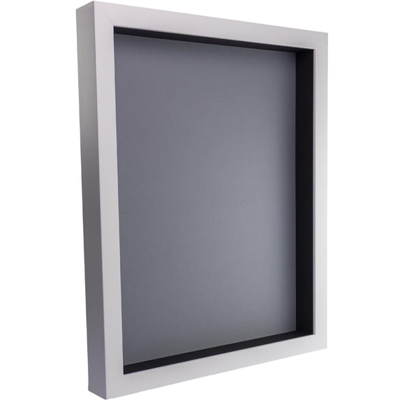 18x24 Shadow Box Frame In White With A 1 3/4" Usable Depth Includes Grey Acid-Free Backing, UV