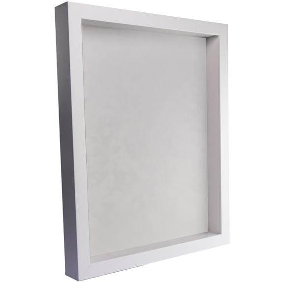 18x24 Shadow Box Frame In White With A 1 3/4" Usable Depth Includes White Suede Acid-Free Backing,