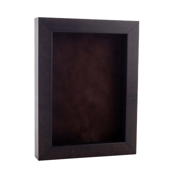 18x24 Shadow Box Frame Walnut Wood | With a 3/4" Usable Display Depth | Includes a Brown Real Suede