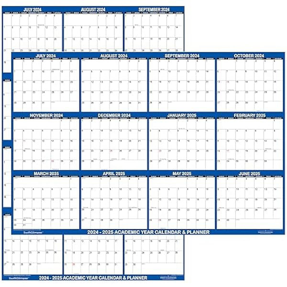 18x24 SwiftGlimpse 20242025 Academic Wall Calendar Dry Erase Erasable, Large, Wet & Dry Erase
