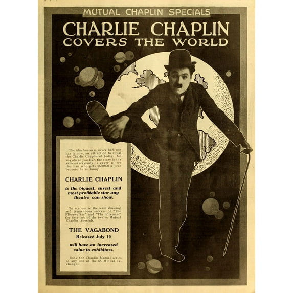 18x24in Laminated Charlie Chaplin Photo Print vintage movie posters from 1920s to present Covers the World