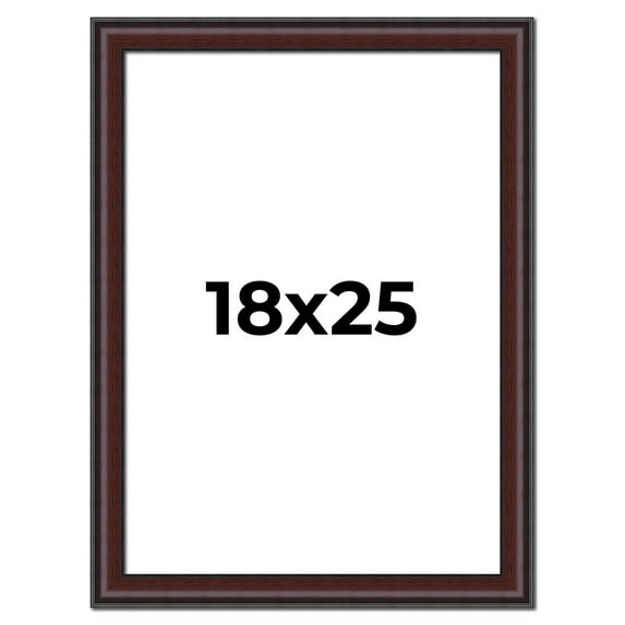 18x25 Frame Brown Round Mahogany Solid Wood Picture Frame | 1.625 Inch Moulding Width | with UV