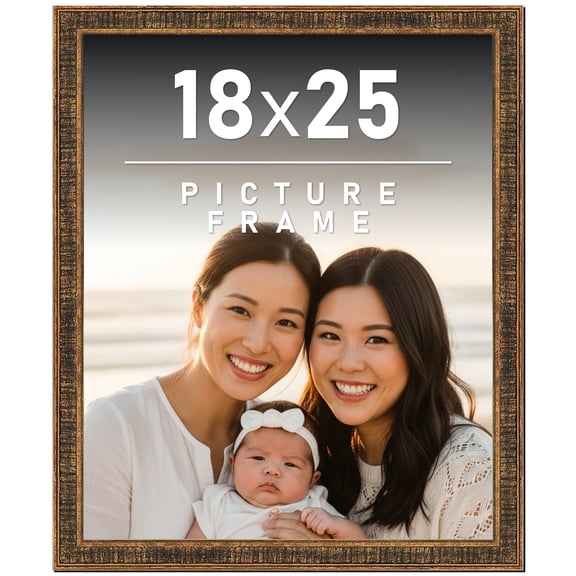 18x25 Frame Gold Solid Wood Picture Frame - Complete Modern Photo Frame Includes UV Acrylic