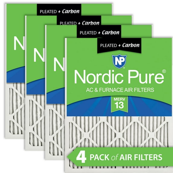 18x25x1 (17_1/2x24_1/2) Pleated Air Filters MERV 13 Plus Carbon 4 Pack