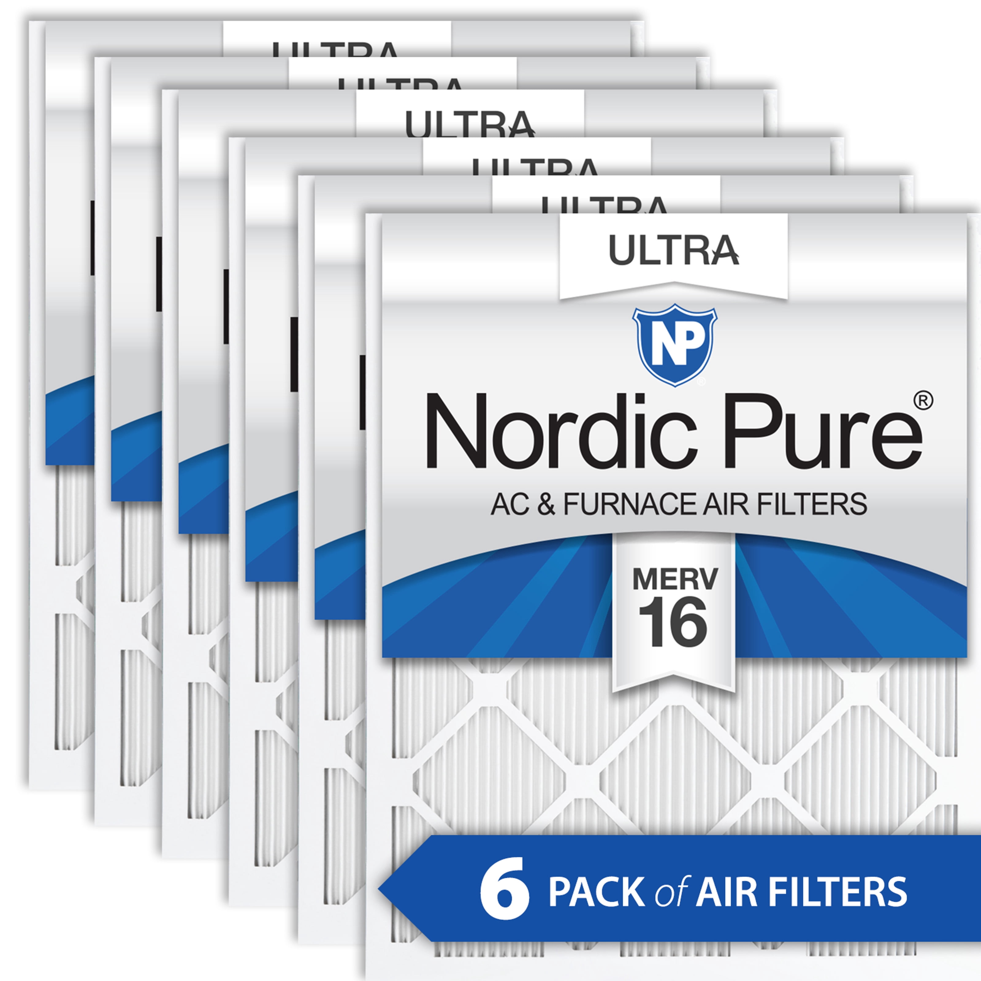 18x25x1 (Actual: 17_1/2x24_1/2) Nordic Pure Ultra MERV 16 Air Filters 6 ...