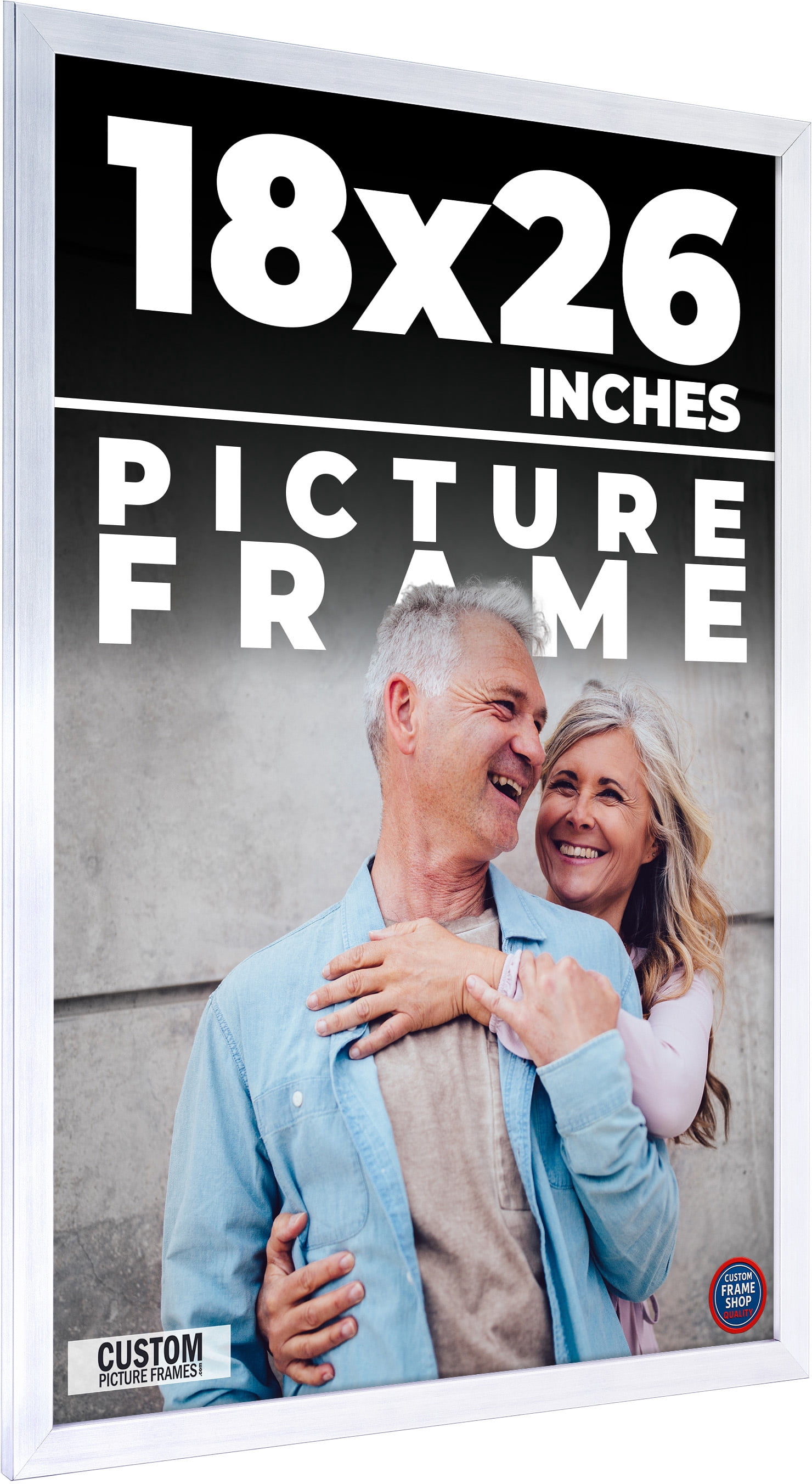 18x26 - 18 x 26 Stainless Steel Silver Solid Wood Frame with UV Framer ...