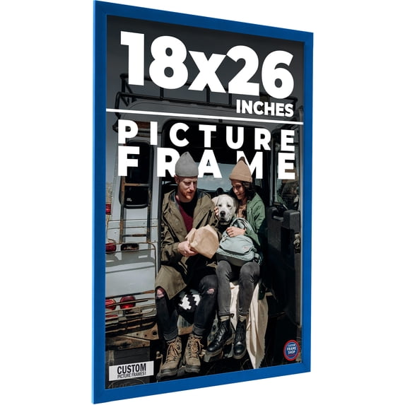 18x26 Classic Modern Blue Picture Frame - UV Acrylic, Foam Board Backing, Hanging Hardware