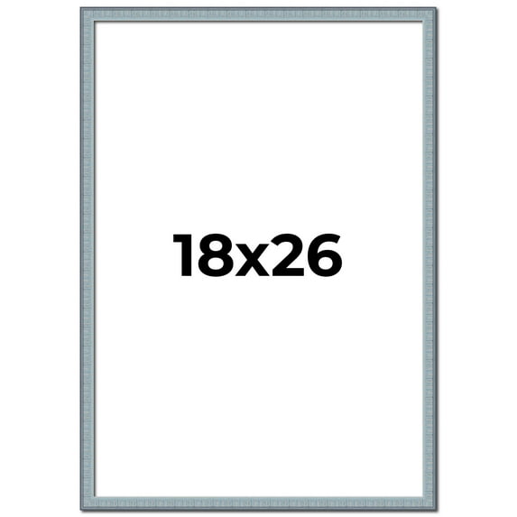 18x26 Frame Blue Scuffed Farm Board Real Pine Wood Picture Frame Width 0.75 Inches | Interior Depth