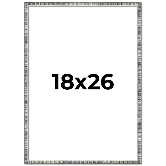 18x26 Frame Silver Grey Distressed Solid Wood Picture Frame | 0.75 Inch Moulding Width | Interior