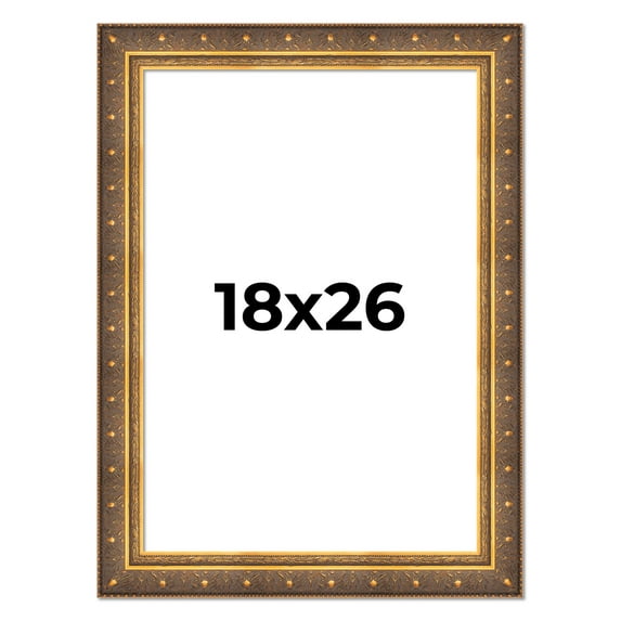 18x26 Frame Vintage Gold Solid Wood Picture Frame | 2.5 Inch Moulding Width | Ornate Bronze Museo