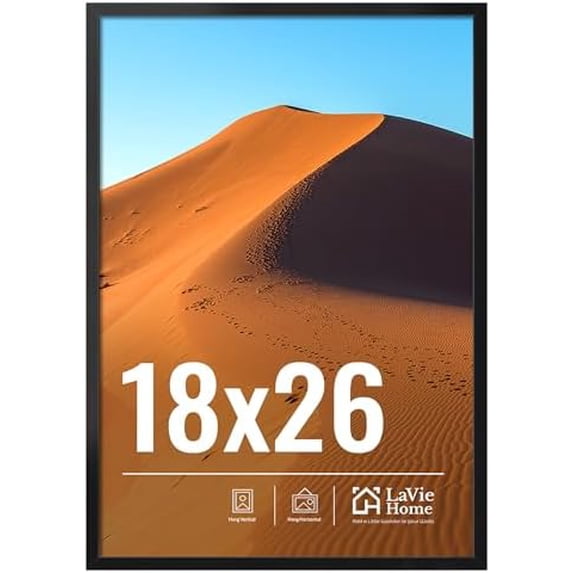 18x26 Picture Frame for Wall Display, 18x26 Black Picture Frame with HD ...