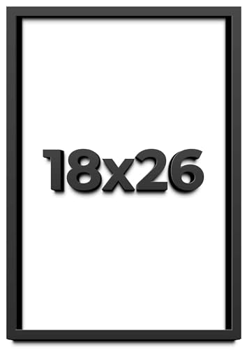 18x26 Shadow Box Frame Black | 1 Inch Deep Solid Wood Shadowbox Display ...