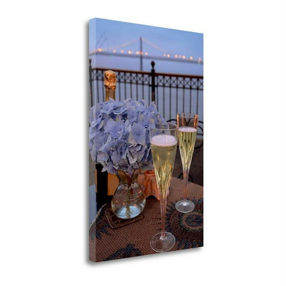 18x27 Dream Cafe Bay Bridge - 19 By Alan Blaustein- on Canvas Fabric Multi-Color