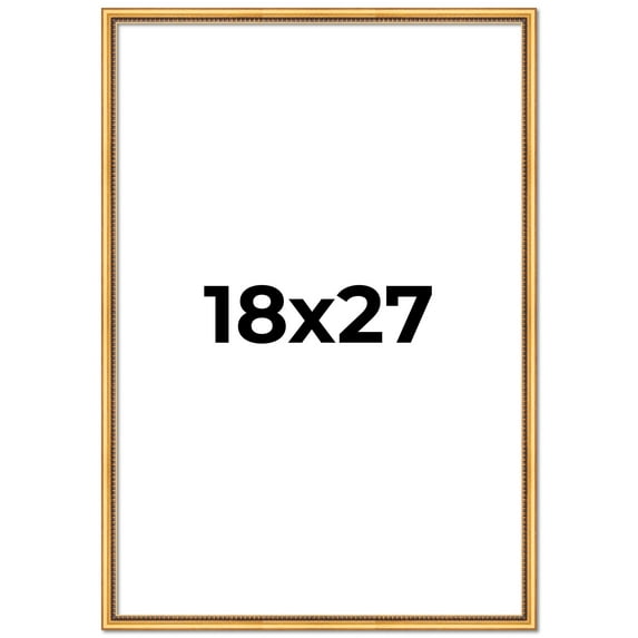 18x27 Frame Beaded Gold Solid Wood Picture Frame | 0.75 Inches Moulding Width | Liscio Oro