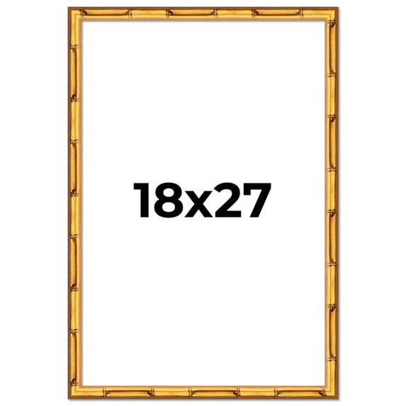 18x27 Frame Gold Bamboo Solid Wood Picture Frame | 1 Inch Moulding Width | Interior Frame Depth