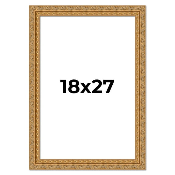 18x27 Frame Gold Ornate Solid Wood Picture Frame | 2 Inch Moulding Width | Firman Traditional Photo