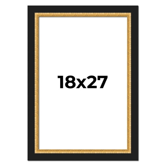 18x27 Frame Gold Real Wood Picture Frame Width 2.25 Inches | Interior Frame Depth 0.5 Inches |