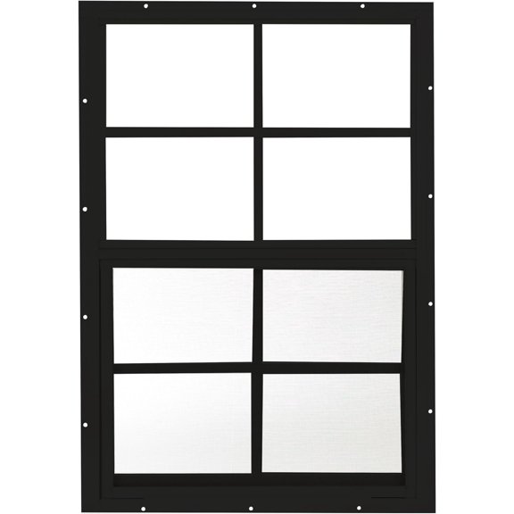 18x27 Shed Window, Flush Mount Sliding Window with Tempered Glass & Screen, Black, 1-Pack