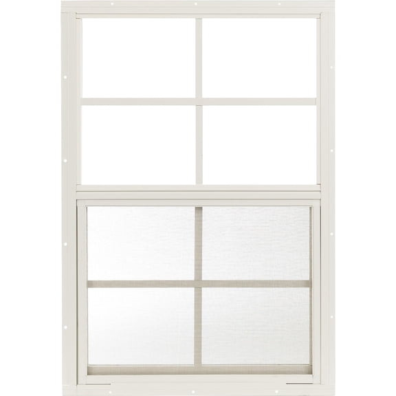 18x27 Shed Window, Flush Mount Sliding Window with Tempered Glass & Screen, White, 1-Pack