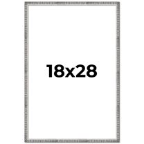 18x28 Frame Silver Grey Distressed Solid Wood Picture Frame | 0.75 Inch Moulding Width | Interior