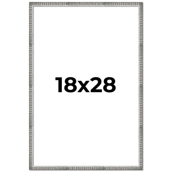 18x28 Frame Silver Grey Distressed Solid Wood Picture Frame | 0.75 Inch Moulding Width | Interior