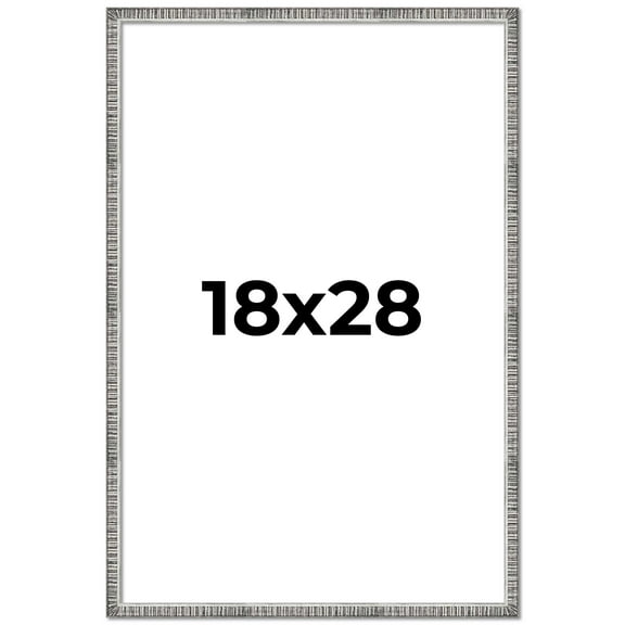 18x28 Frame Silver Grey Distressed Solid Wood Picture Frame | 0.75 Inch Moulding Width | Interior