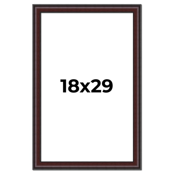 18x29 Frame Brown Round Mahogany Solid Wood Picture Frame | 1.625 Inch Moulding Width | with UV