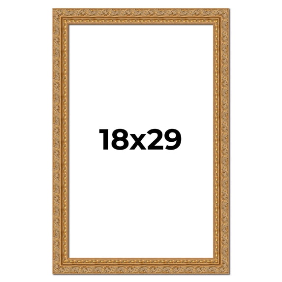 18x29 Frame Gold Ornate Solid Wood Picture Frame | 2 Inch Moulding Width | Firman Traditional Photo