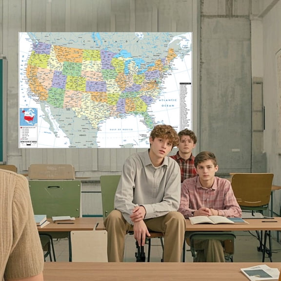 18x29 Inch Beginner's US Map - Compact Canvas for Kids' Rooms & Elementary Geography
