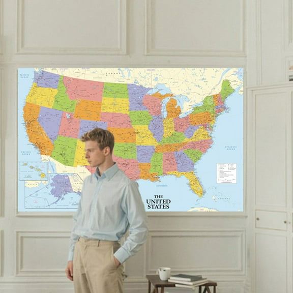18x29 Inch US States Map for Kids - Interactive Learning Chart with State Flags, Grades 3-5