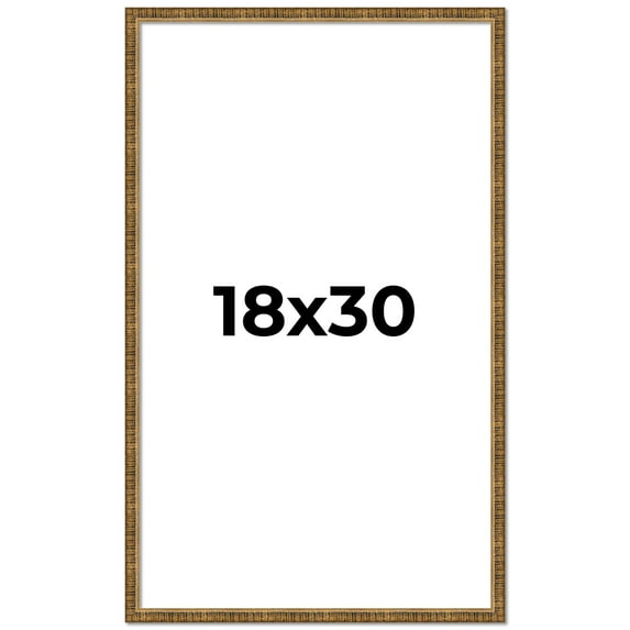 18x30 Frame Gold Kingsley Distressed Solid Wood Picture Frame Width 0.75 Inches | Interior Frame