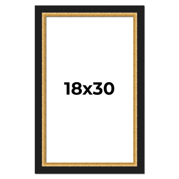 18x30 Frame Gold Real Wood Picture Frame Width 2.25 Inches | Interior Frame Depth 0.5 Inches |