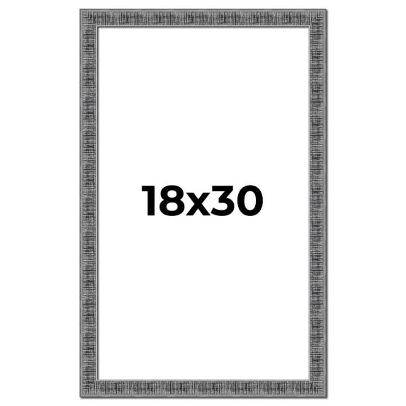 18x30 Frame Silver Black Rustic Sonoma Solid Wood Picture Frame | 1.5 Inch Moulding Width |