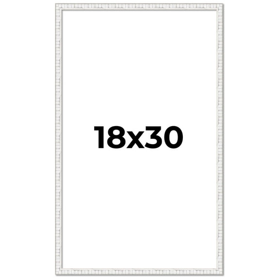18x30 Frame White Scuffed Rustic Solid Wood Picture Frame | 0.75 Inch Moulding Width| Includes UV