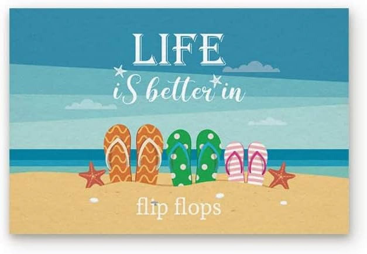 18x30 Inch Doormat Ocean Beach Slippers Starfish Shell Life is Better ...