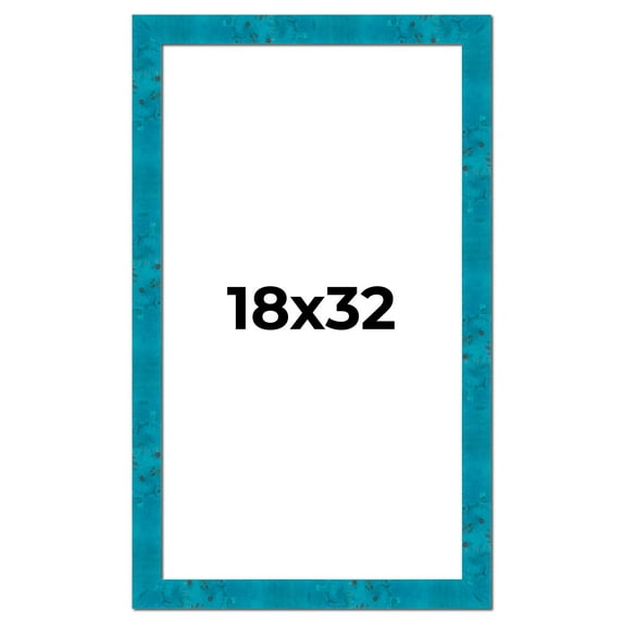 18x32 Frame Blue Teal Burl Wood Picture Frame | 1.75 Inch Moulding Width | Interior Frame Depth 0.5