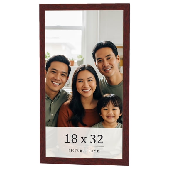 18x32 Frame Brown Solid Wood Picture Frame Width 0.75 Inches | Interior Frame Depth 0.5 Inches |