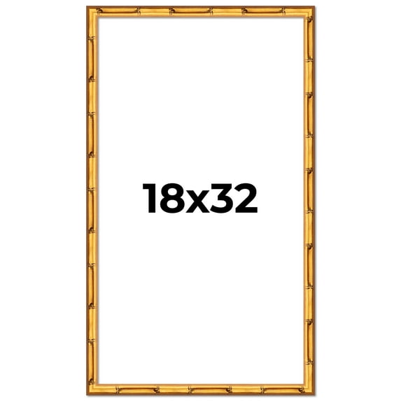 18x32 Frame Gold Bamboo Picture Frame - Complete Modern Photo Frame Includes UV Acrylic Shatter