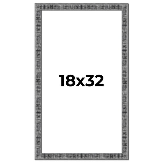 18x32 Frame Silver Black Rustic Sonoma Solid Wood Picture Frame | 1.5 Inch Moulding Width |