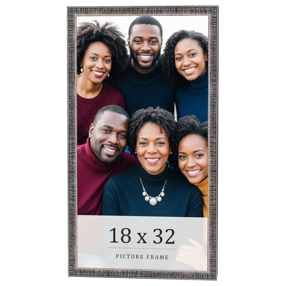18x32 Frame Silver Grey Distressed Solid Wood Picture Frame | 0.75 Inch Moulding Width | Interior