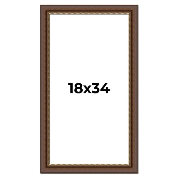 18x34 Copper and Brown Real Wood Picture Frame Width 2 inches | Interior Frame Depth 0.5 inches |