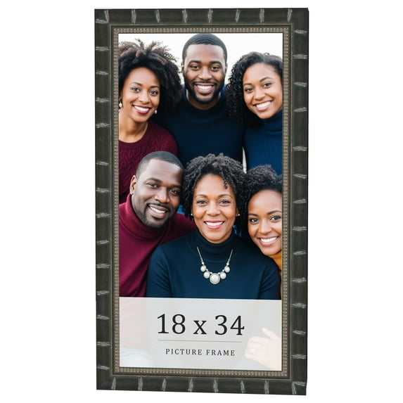 18x34 Frame Black Bamboo Solid Wood Picture Frame Width 1.5 Inches | Interior Frame Depth 0.5